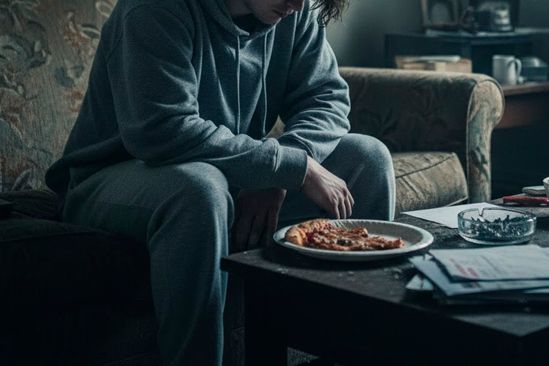 Мужчина апатично сидит на диване